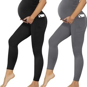 Maternity Leggings - Black and Gray